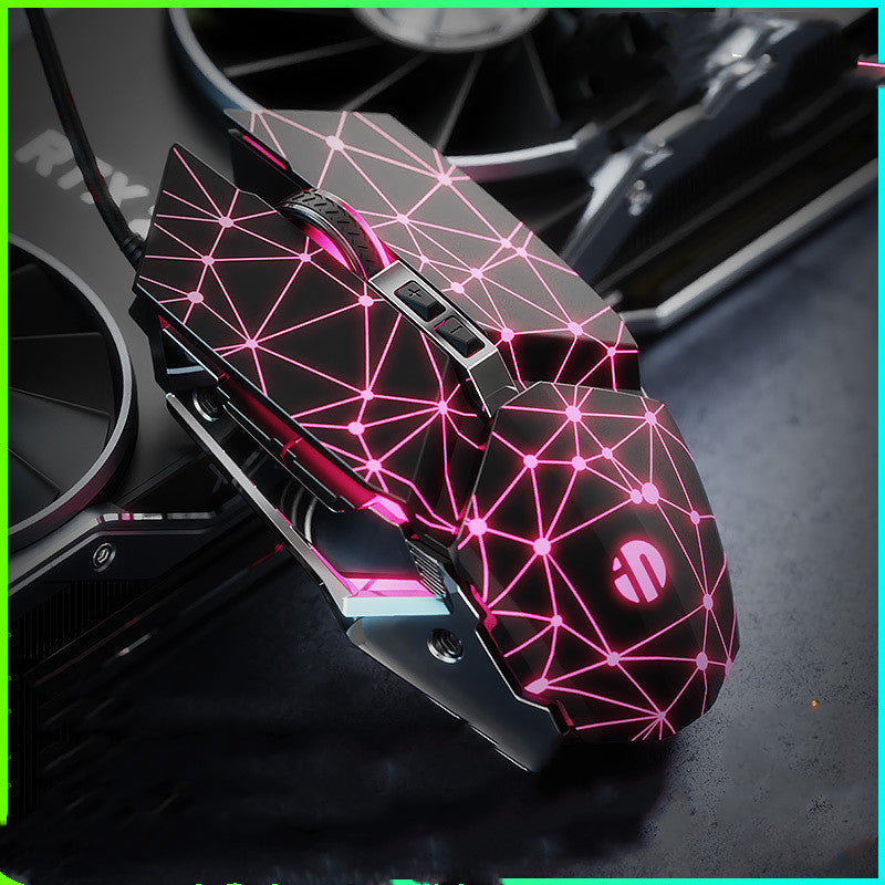Wired Gaming Mouse - 4800 DPI, 5-Gear, 6-Button Macro, Four-Way Scroll | Yellow, Blue, Red, Pink & Light Blue