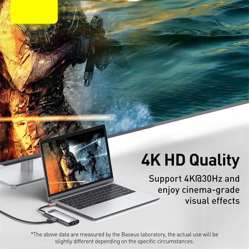 USB-C 6-in-1 Hub with 4K HDMI & Gigabit Ethernet - Premium Metal Docking Station