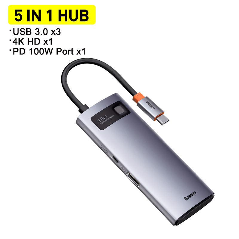USB-C 6-in-1 Hub with 4K HDMI & Gigabit Ethernet - Premium Metal Docking Station