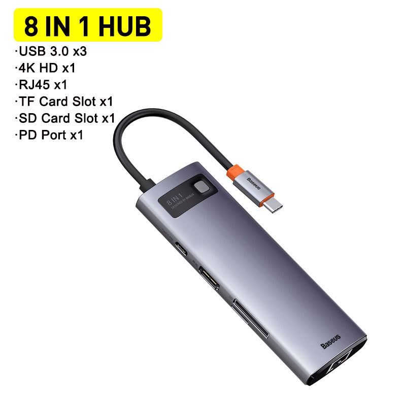 USB-C 6-in-1 Hub with 4K HDMI & Gigabit Ethernet - Premium Metal Docking Station