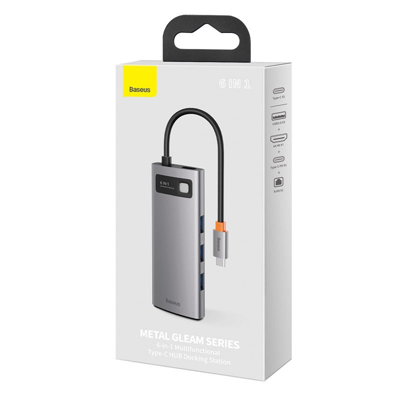 USB-C 6-in-1 Hub with 4K HDMI & Gigabit Ethernet - Premium Metal Docking Station