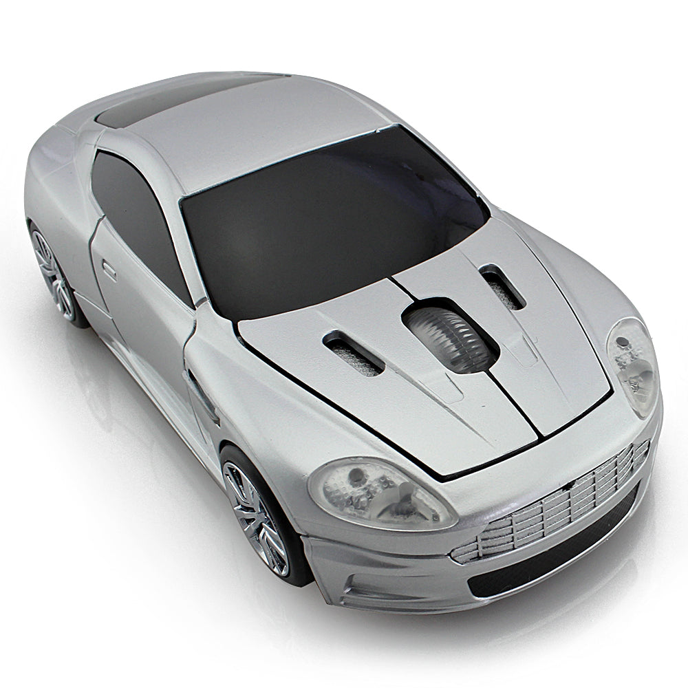 Car-Shaped Wireless Mouse - 1600 DPI, 2.4GHz, 10m Range | Silver & Grey