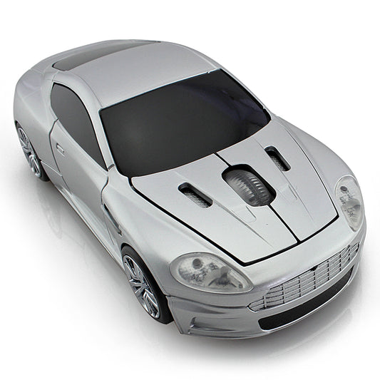 Car-Shaped Wireless Mouse - 1600 DPI, 2.4GHz, 10m Range | Silver & Grey