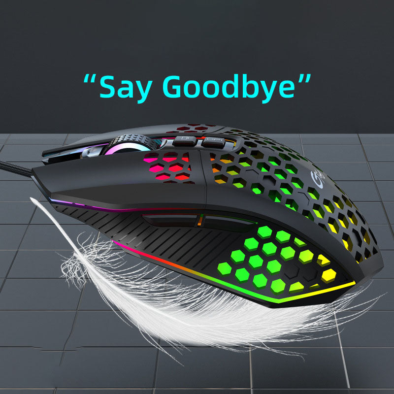X801 Hollow RGB Wired Gaming Mouse - 8000 DPI, 7 Buttons, Touch Wheel