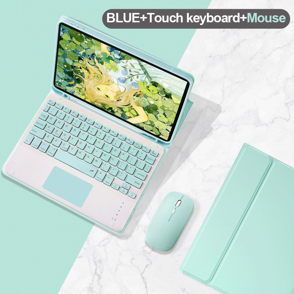 iPad Keyboard Case with Touch Keyboard & Dual-Mode Bluetooth Mouse - PU Leather Clamshell