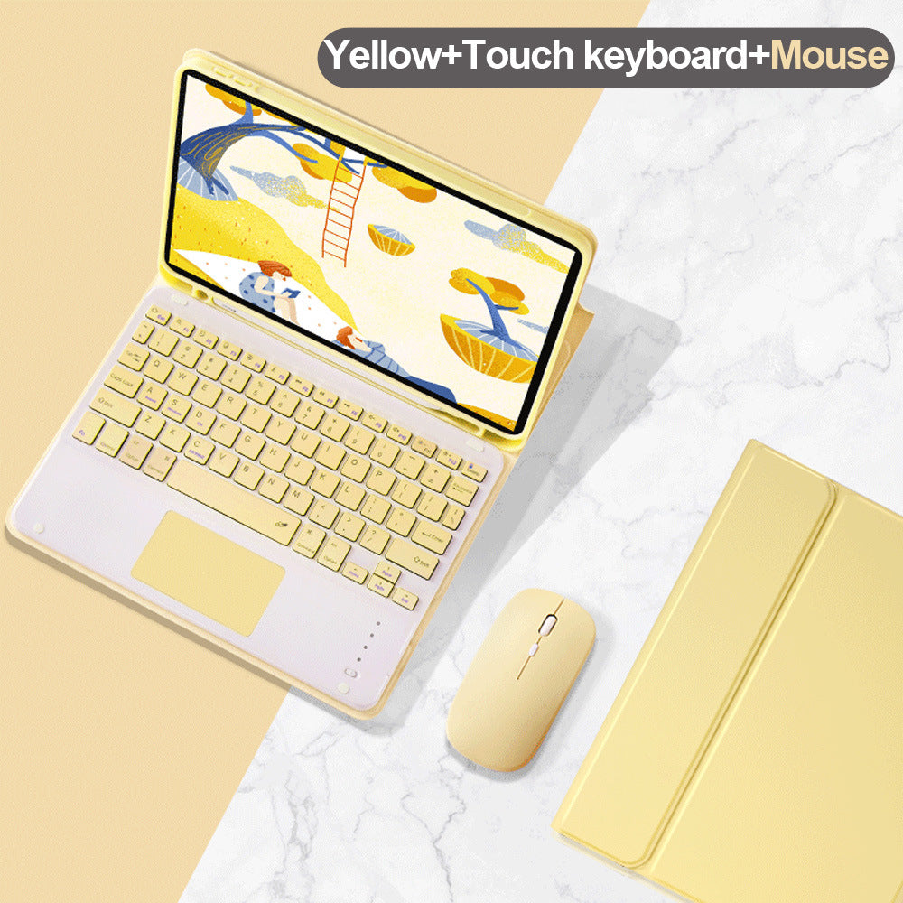 iPad Keyboard Case with Touch Keyboard & Dual-Mode Bluetooth Mouse - PU Leather Clamshell