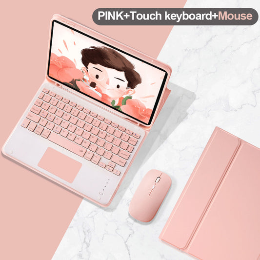 iPad Keyboard Case with Touch Keyboard & Dual-Mode Bluetooth Mouse - PU Leather Clamshell