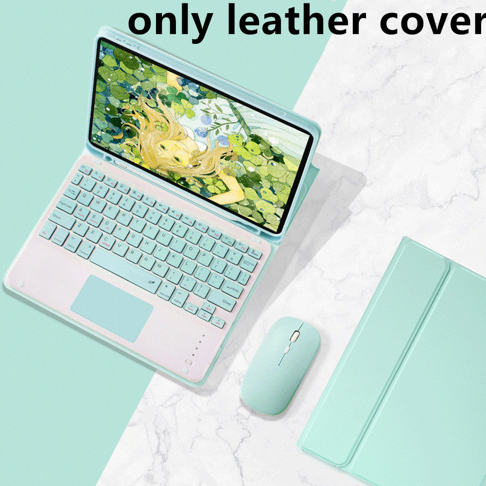 iPad Keyboard Case with Touch Keyboard & Dual-Mode Bluetooth Mouse - PU Leather Clamshell