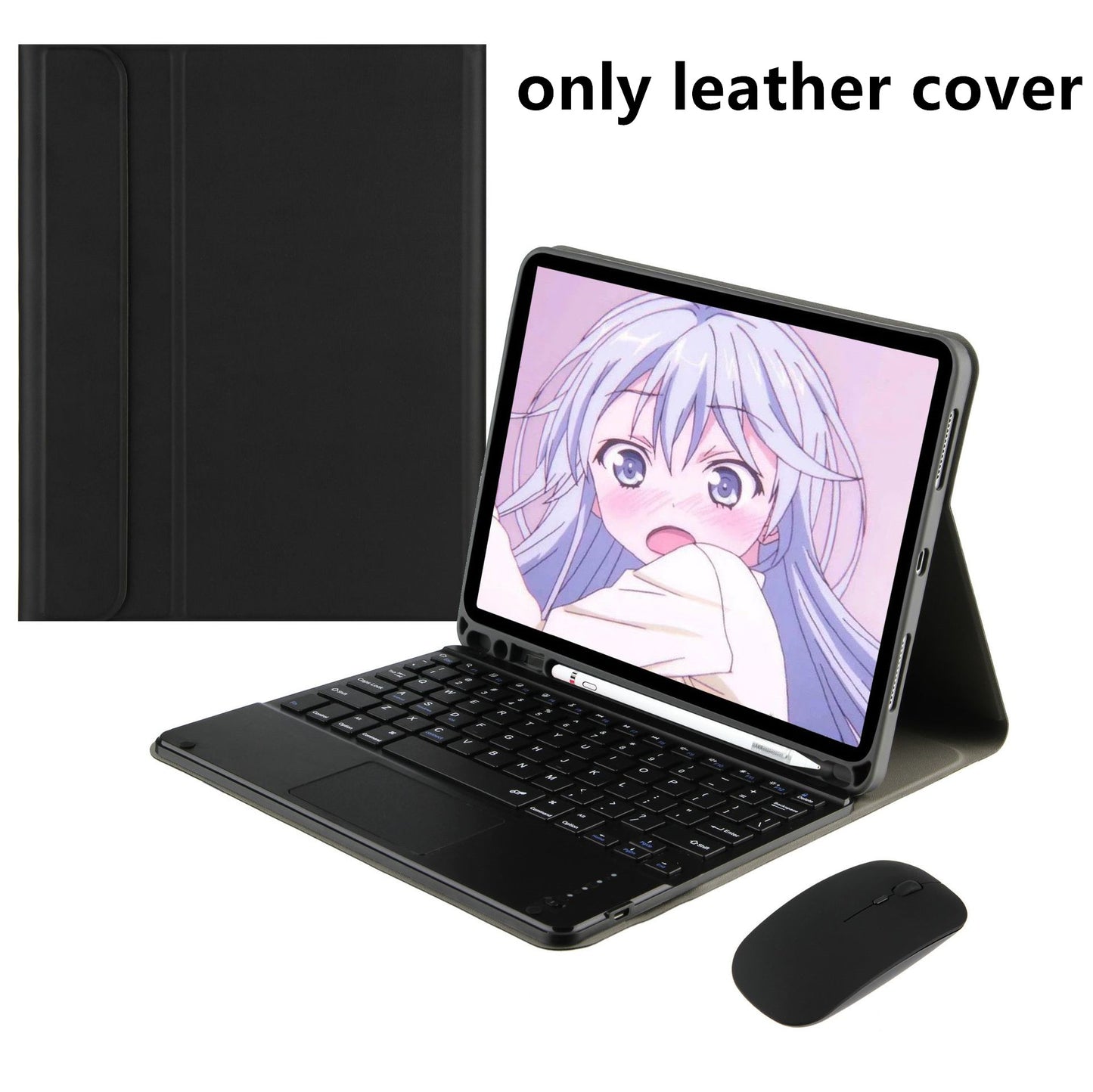 iPad Keyboard Case with Touch Keyboard & Dual-Mode Bluetooth Mouse - PU Leather Clamshell