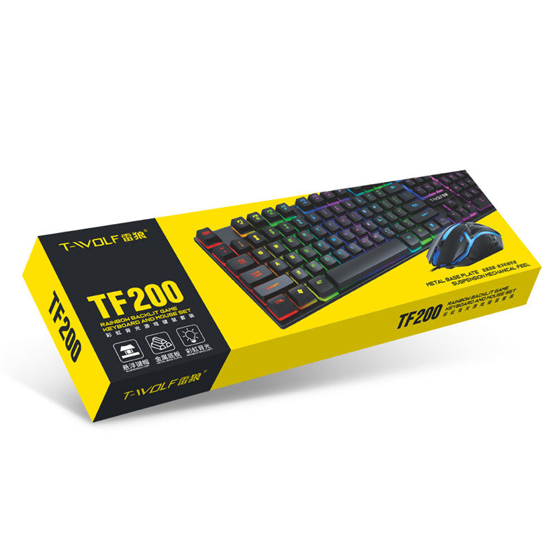 Wired LED Backlit Gaming Keyboard & Mouse Combo - 1600 DPI, Multimedia Keys, Ergonomic | White & Black