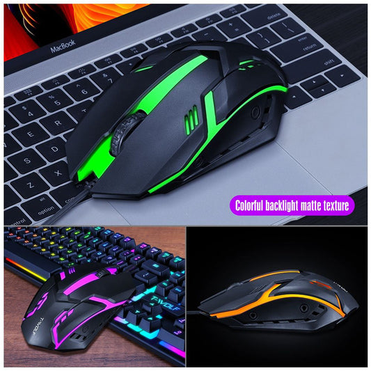 Wired LED Backlit Gaming Keyboard & Mouse Combo - 1600 DPI, Multimedia Keys, Ergonomic | White & Black