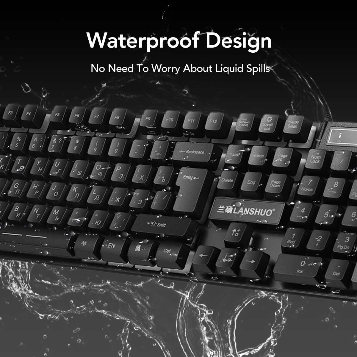 Russian Layout USB Wired Backlit Keyboard & Mouse Combo - 1200 DPI, Multimedia Keys, Ergonomic | Black