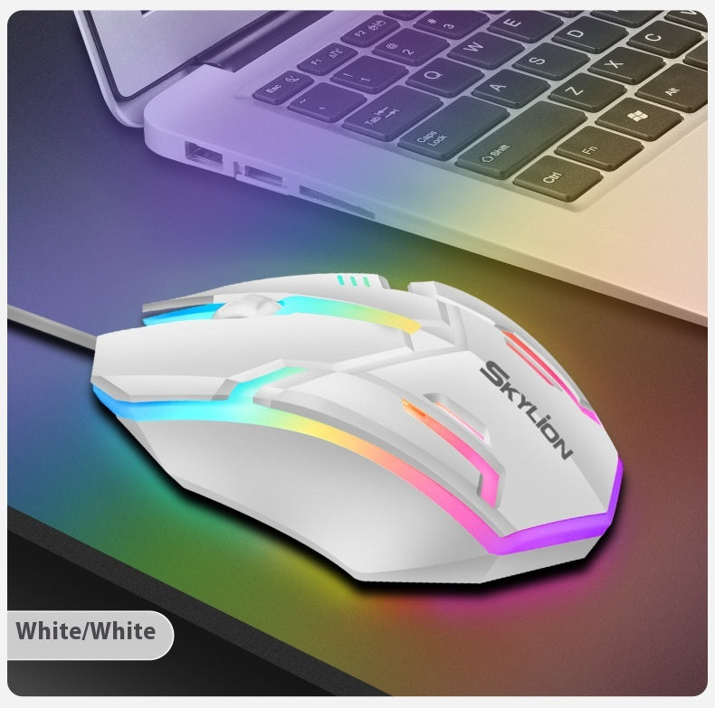 F1 Wired Luminous Mouse - USB, 1.4m Cable, Slim Profile | White & Black
