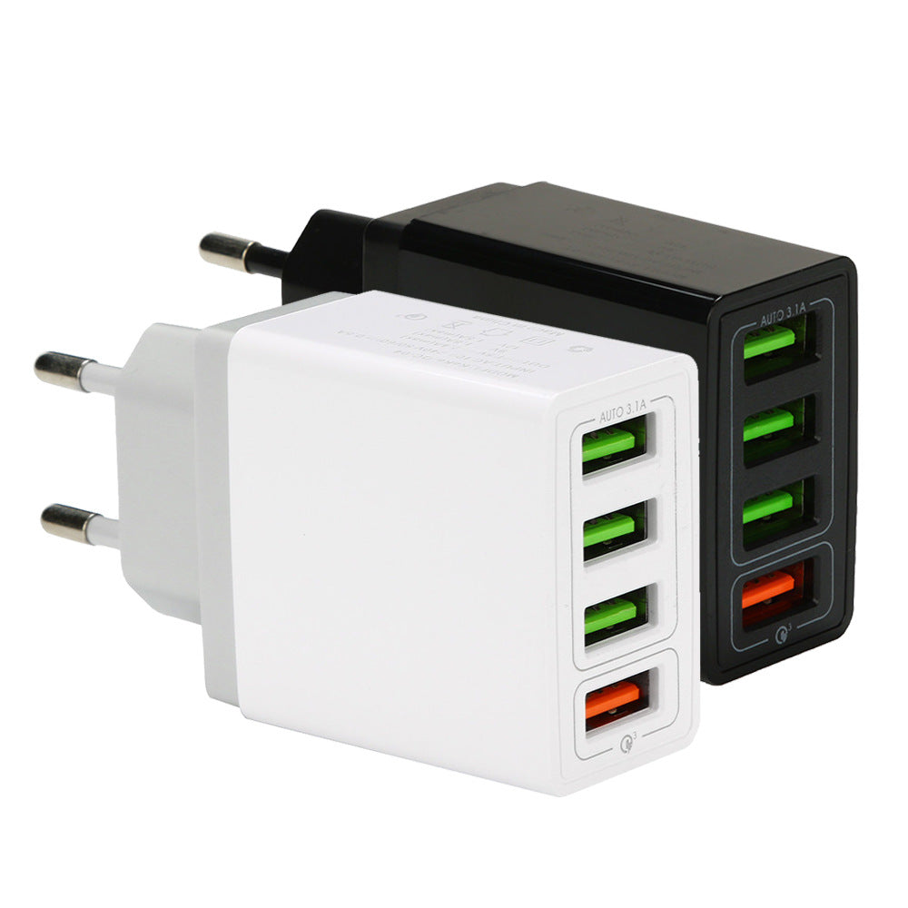 4-Port USB Fast Charger with QC3.0 Quick Charge - Smart Multi-Device Charging