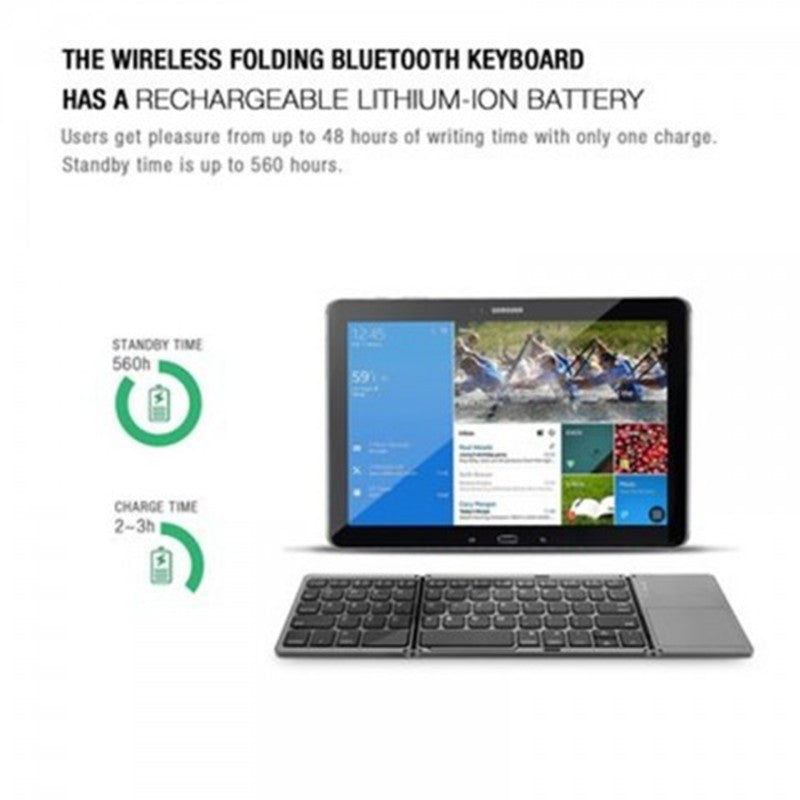 Bluetooth Folding Keyboard with Touchpad - 64 Keys, 15m Range | Single & Twin Pack