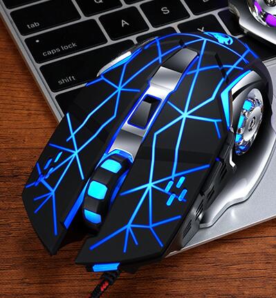 Wired Ergonomic Gaming Mouse - 1600 DPI, 4-Gear, Touch Wheel, 6 Buttons | 1.2m Cable | Blue, Gray, Black & White