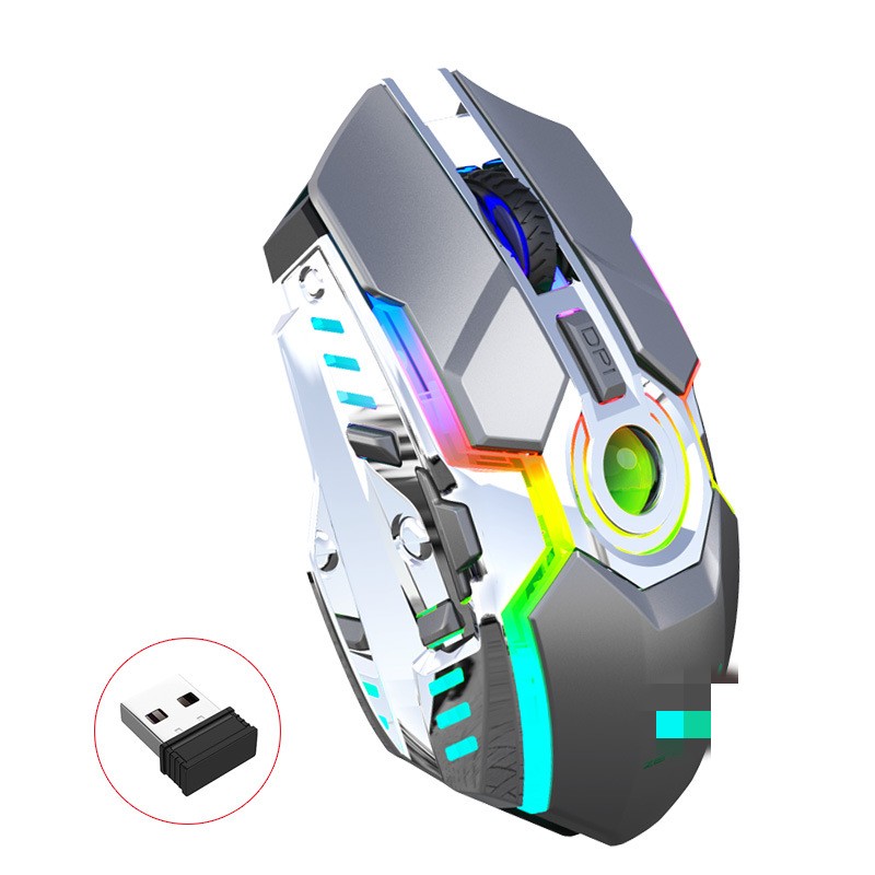 Watch-Shaped Wireless Rechargeable Mouse - Touch Wheel, 2.4GHz, 10m Range | Black & Gunmetal