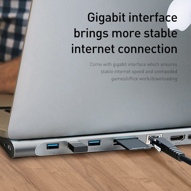 11-in-1 USB-C Docking Station - Dual HDMI, VGA, Ethernet, USB 3.0, SD/TF, Audio, 60W PD