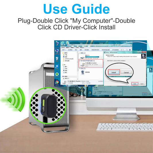 600Mbps USB WiFi Adapter - Add Wireless to Desktop PCs & Laptops