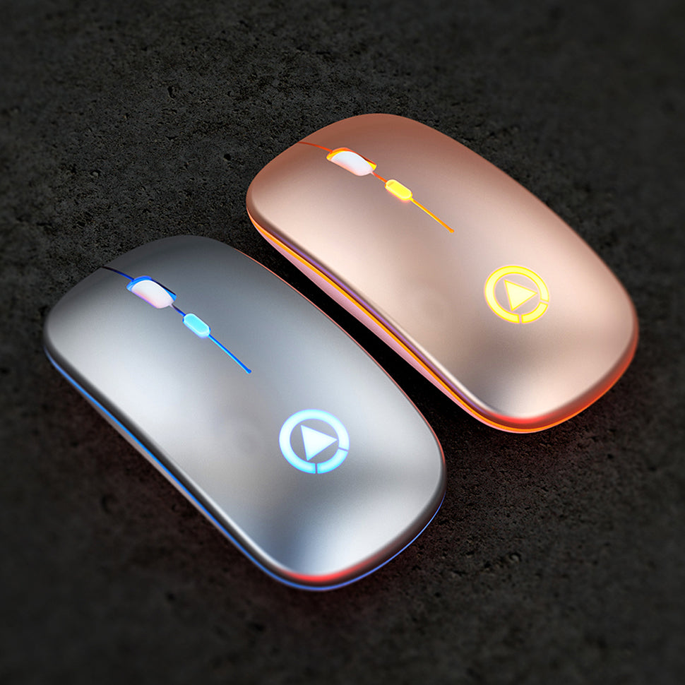 Silent Rechargeable Wireless Mouse - 1600 DPI, Four-Way Scroll, 2.4GHz | White, Silver, Black & Rose