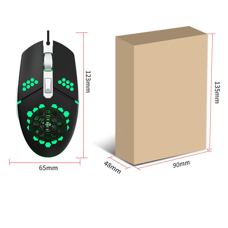 Wired Gaming Mouse with Built-In Cooling Fan - 7-Colour RGB, 3200 DPI, 6 Buttons | Black, White & Pink