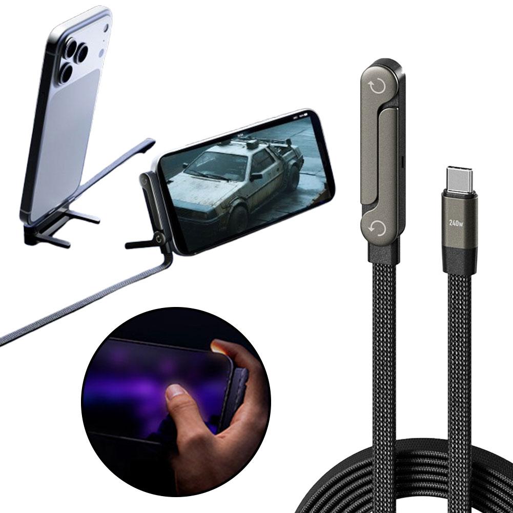 fast-charging-foldable-bracket-data-cable-2-in-1-data-wire-foldable-phone-tablet-stand-type-c-to-type-c-usb-a-to-type-c