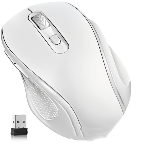 2.4GHz Wireless Mouse - 1600 DPI, 6 Buttons, Four-Way Scroll, 10m Range | White, Blue, Black & Purple