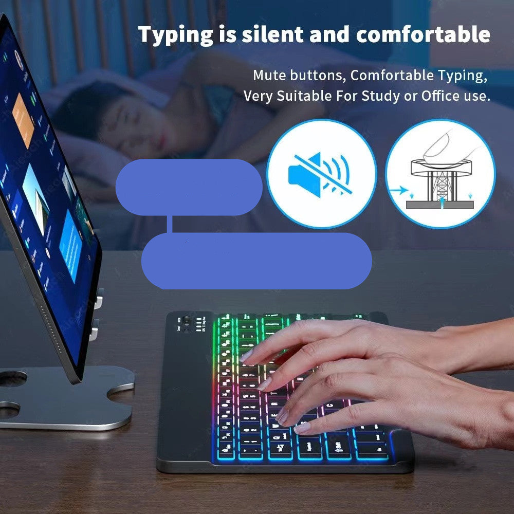 10" RGB Backlit Bluetooth Keyboard - Universal for Phones & Tablets | Optional Mouse