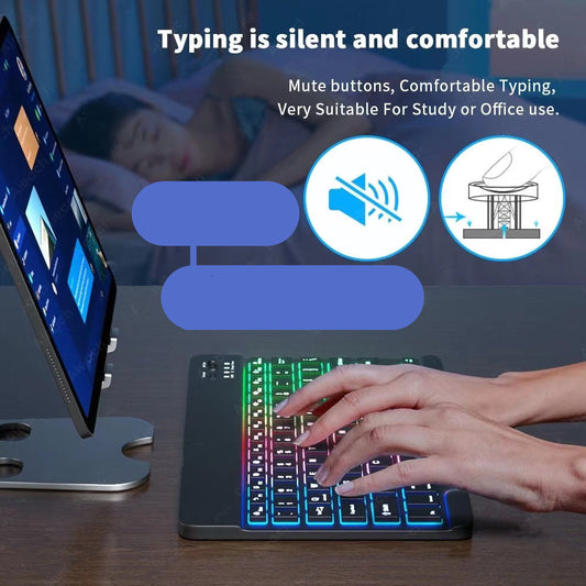 10" RGB Backlit Bluetooth Keyboard - Universal for Phones & Tablets | Optional Mouse