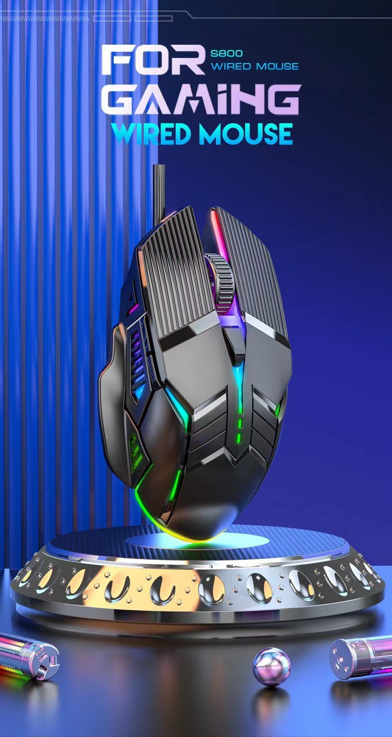 6-Button RGB Wired Gaming Mouse - Silent or Standard Click, 1.5m Cable | Black, White & Pink
