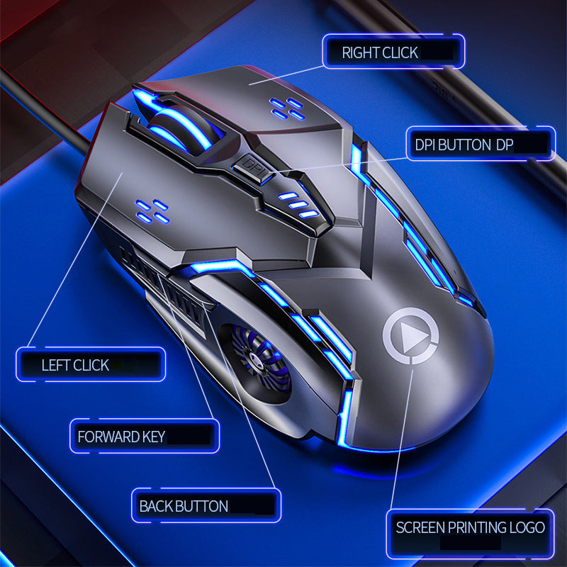 G5 Silent RGB Wired Gaming Mouse - 3200 DPI, 6 Buttons, 4-Way Scroll
