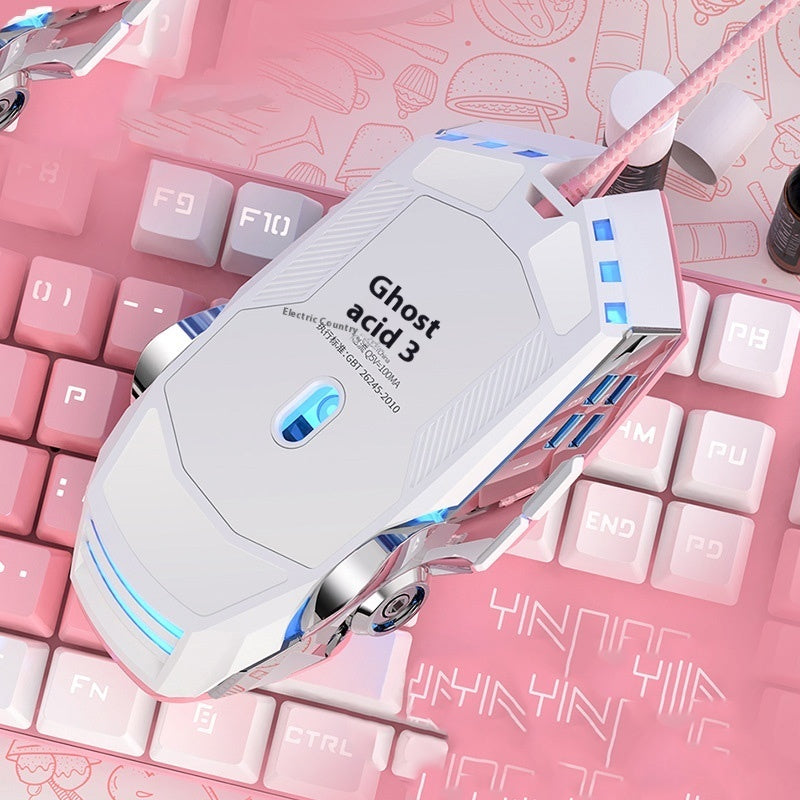KT Cat Wired Gaming Mouse - RGB Light-Up Mouse with Silent & Audio Options
