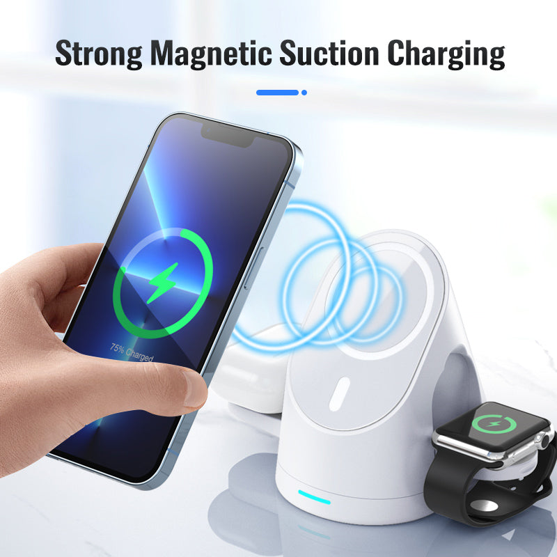 Foldable 3-in-1 Magnetic Wireless Charger with USB Cable – product image 3 | Fidmat24 Tech Market