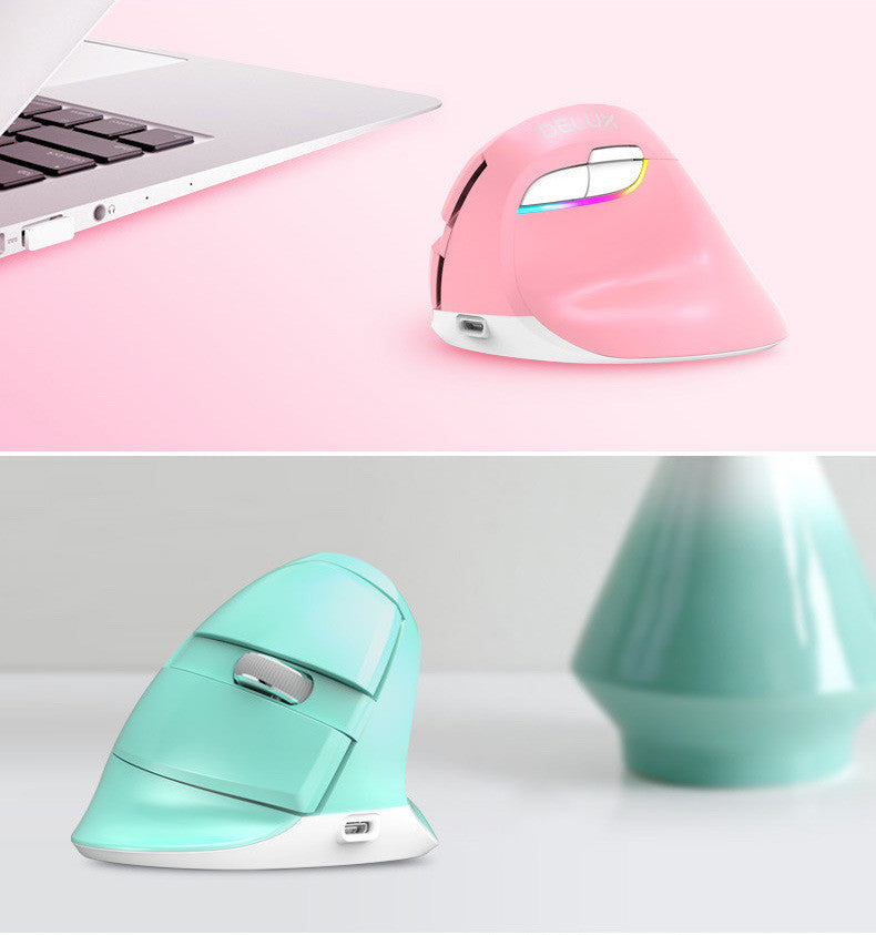 Wireless Vertical Ergonomic Mouse - 2400 DPI, 4-Gear, 6 Buttons, Four-Way Scroll | Green, Pink & Black