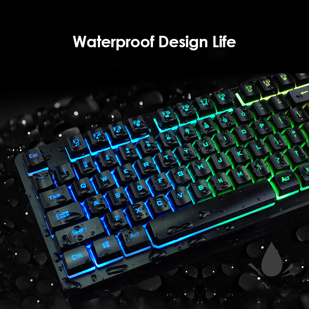 Wired Gaming Keyboard & Mouse Combo - 2400 DPI Mouse, Multimedia Keys | Black