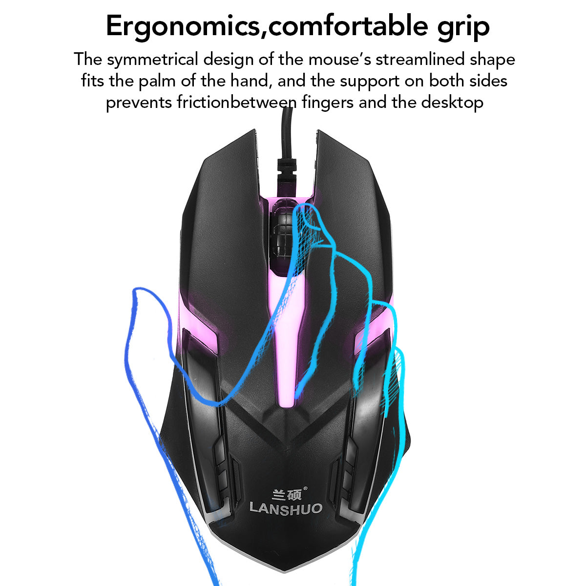 Russian Layout USB Wired Backlit Keyboard & Mouse Combo - 1200 DPI, Multimedia Keys, Ergonomic | Black