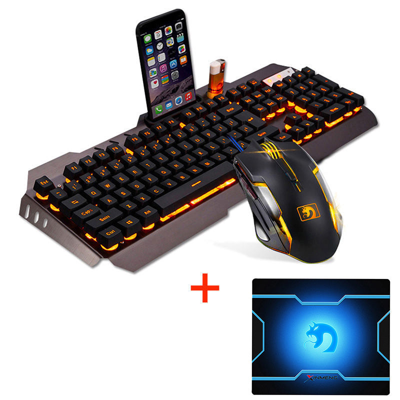 LED Backlit Gaming Keyboard & Mouse Combo with Mouse Pad - USB Wired Set