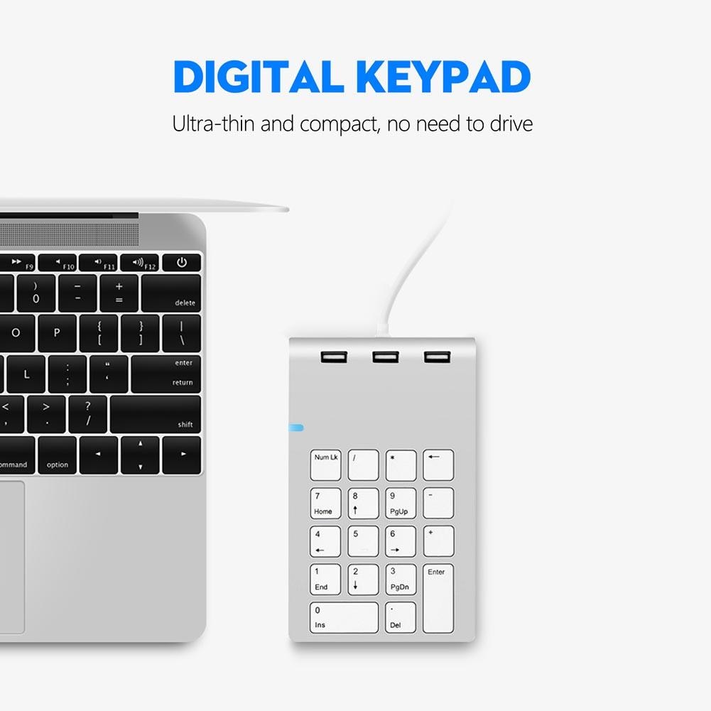 USB 2.0 Numeric Keypad - 18-Key Wired Number Pad, Plug & Play, Universal