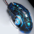Wired Ergonomic Gaming Mouse - 1600 DPI, 4-Gear, Touch Wheel, 6 Buttons | 1.2m Cable | Blue, Gray, Black & White