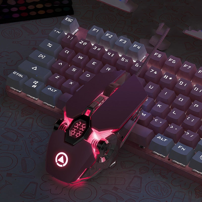 KT Cat Wired Gaming Mouse - RGB Light-Up Mouse with Silent & Audio Options