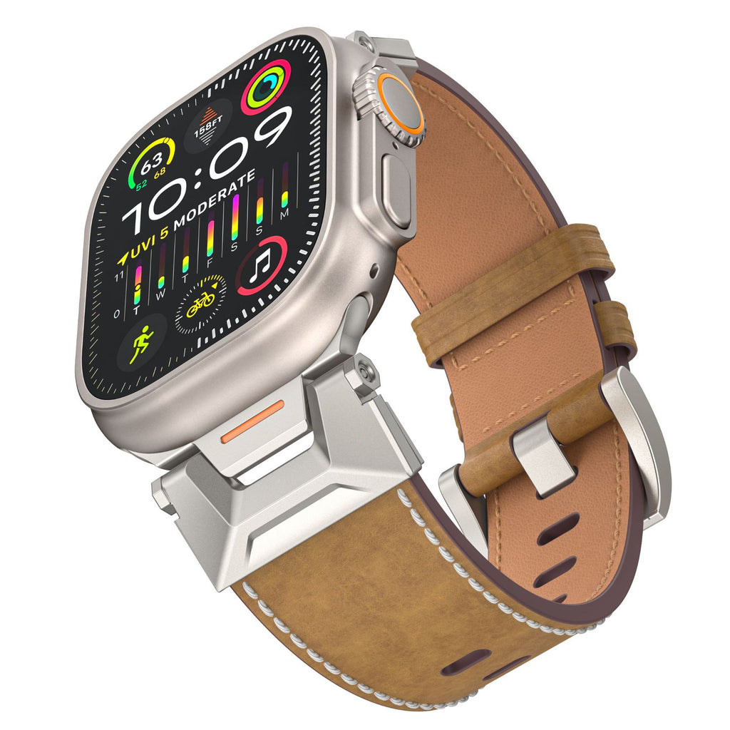 Apple Watch Leather Strap | 42/44/45/49mm | Business Style | Napa, Oil Wax & Crazy Horse Leather | 4 Finishes – product image 2 | Fidmat24 Tech Market