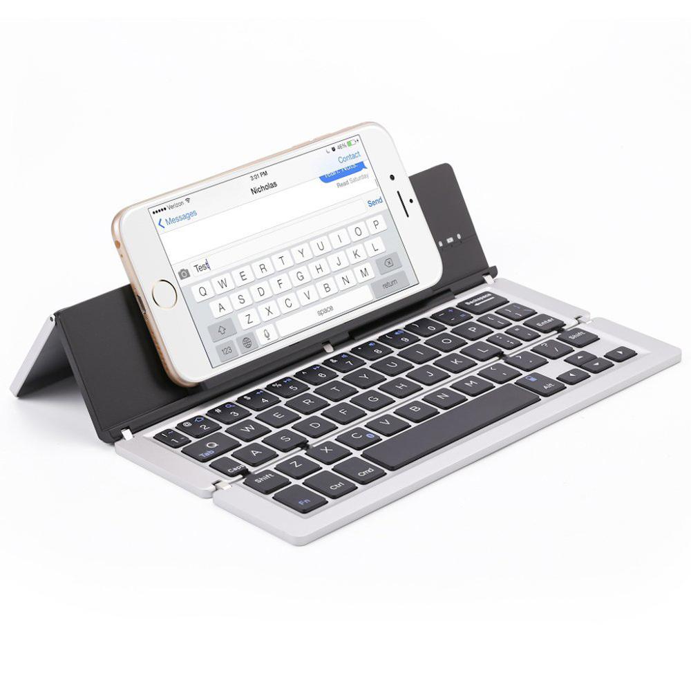 3-Fold Ultra-Thin Bluetooth Keyboard - 100hr Battery, Metal & ABS | Apple, Android & Windows