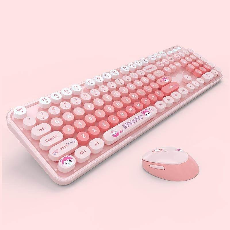 Aesthetic Wireless Keyboard & Mouse Combo - 13 Colourways | Purple, Pink, Blue, Green, Milk Tea & More