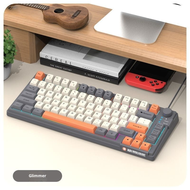 Mechanical Gaming Keyboard with Knob - Spherical Keycaps, RGB Backlight, USB Wired