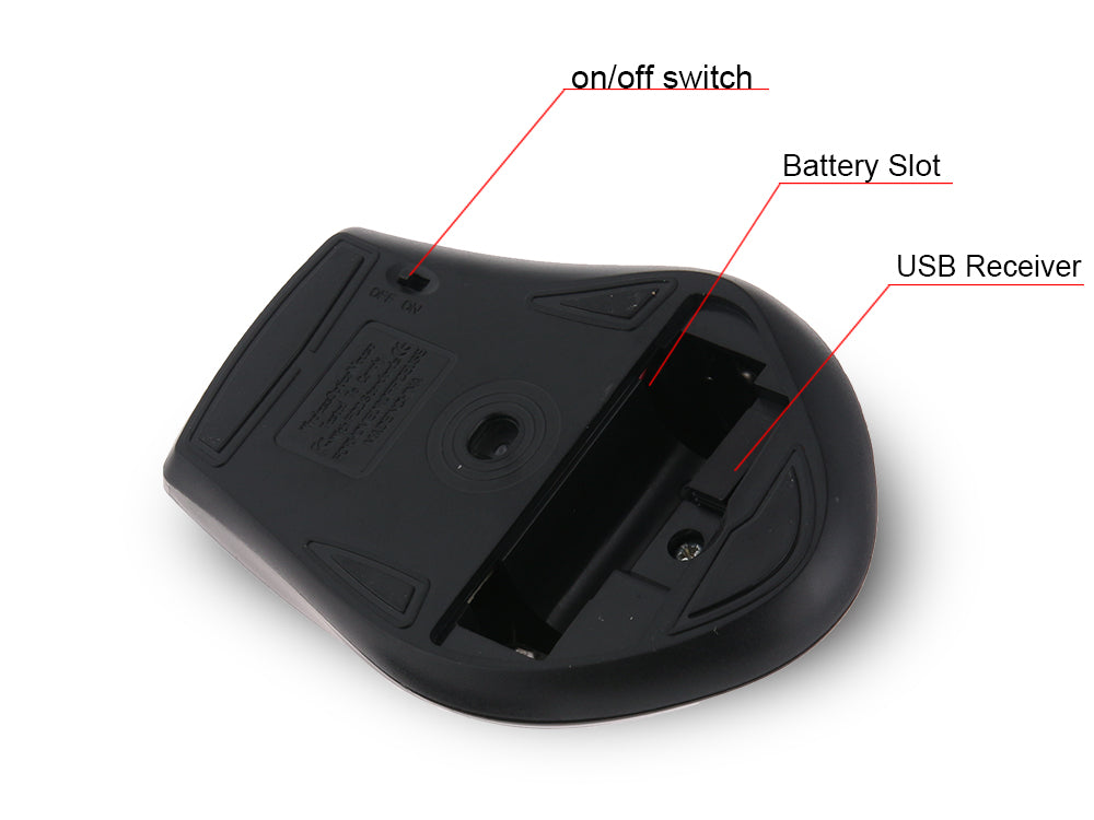 2.4GHz Wireless Gaming Mouse - 6-Month Battery, 16-Channel Auto Hop, 800/1200 DPI | Black, Red, Grey & Blue