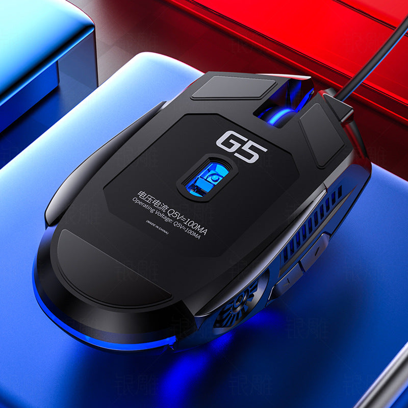G5 Silent RGB Wired Gaming Mouse - 3200 DPI, 6 Buttons, 4-Way Scroll