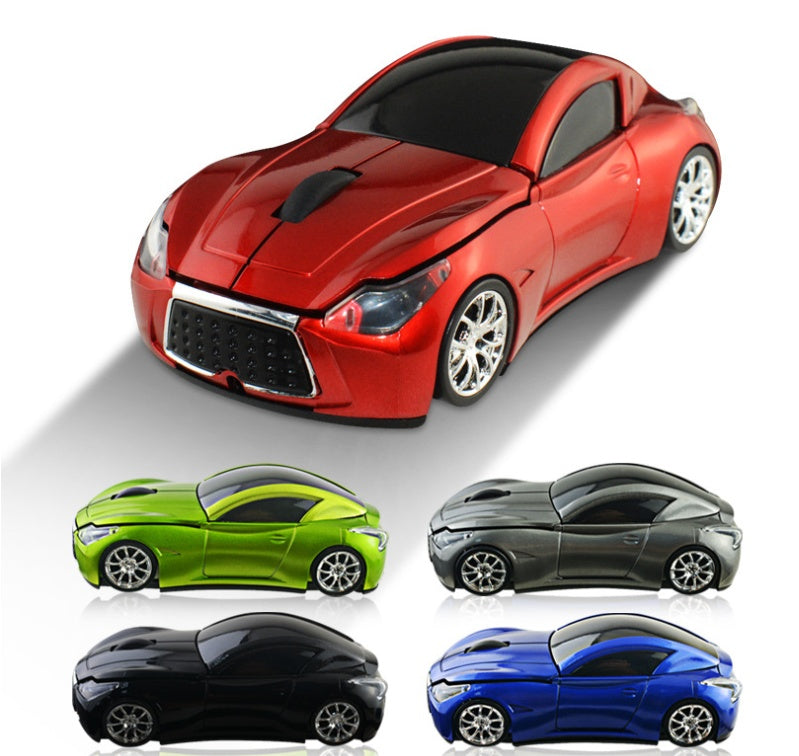Sports Car-Shaped Wireless Mouse - 1600 DPI, Built-In Dongle Storage | Green, Blue, Silver, Black & Red