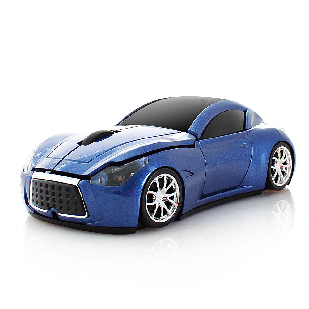 Sports Car-Shaped Wireless Mouse - 1600 DPI, Built-In Dongle Storage | Green, Blue, Silver, Black & Red