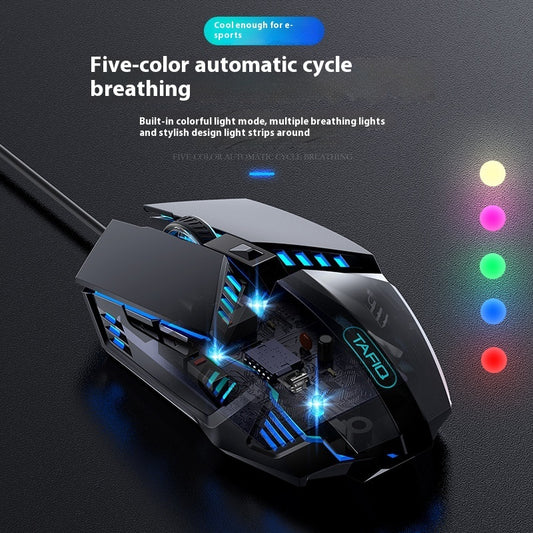 Luminous Wired Gaming Mouse - 6 Button USB Optical Mouse with LED Light
