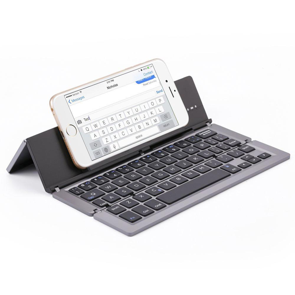 3-Fold Ultra-Thin Bluetooth Keyboard - 100hr Battery, Metal & ABS | Apple, Android & Windows